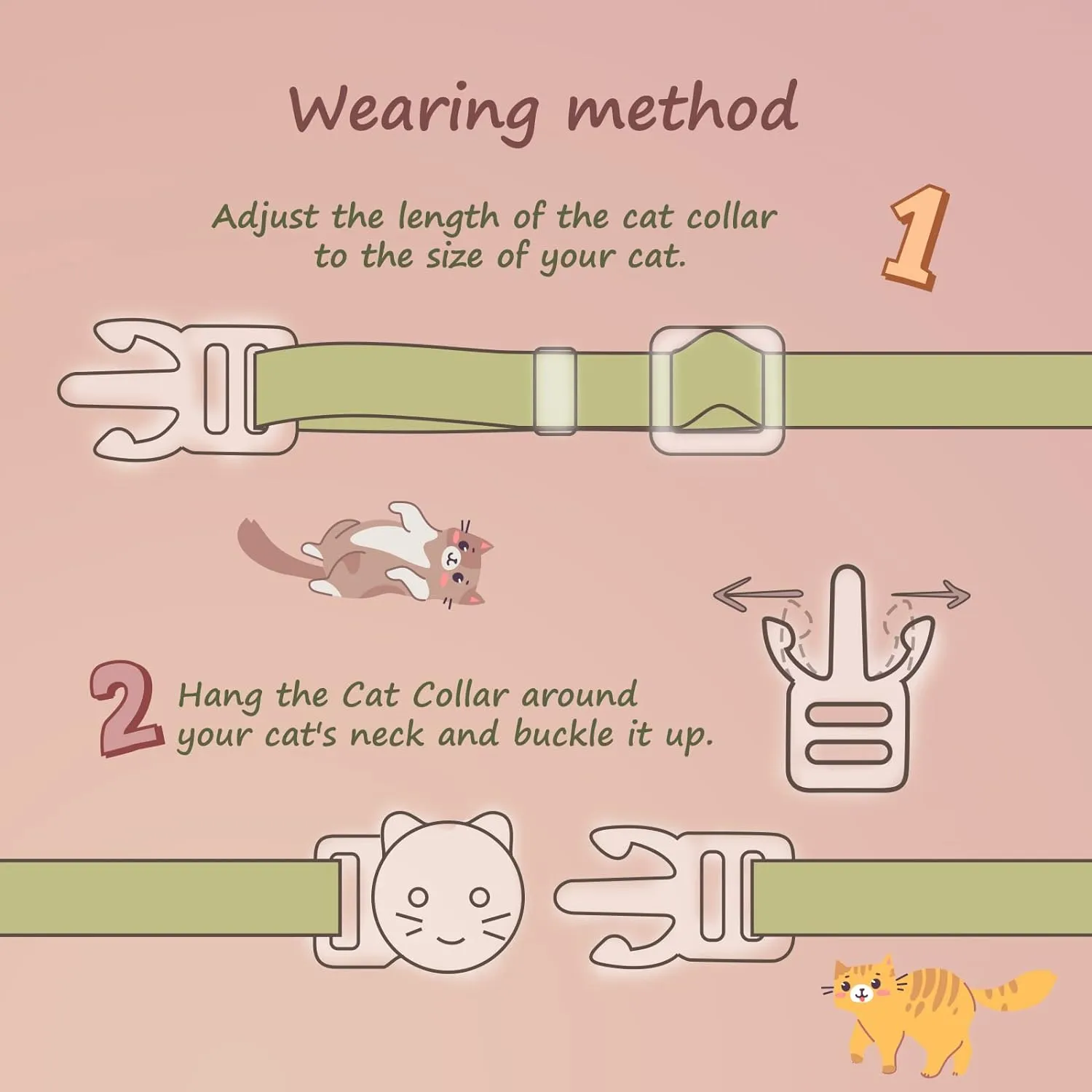 2 Pack Cotton Breakaway Cat Collar with Bell Yellow&Green Flowers Pendant Cute Kitten Cat Collar Suitable for Girls and Boys