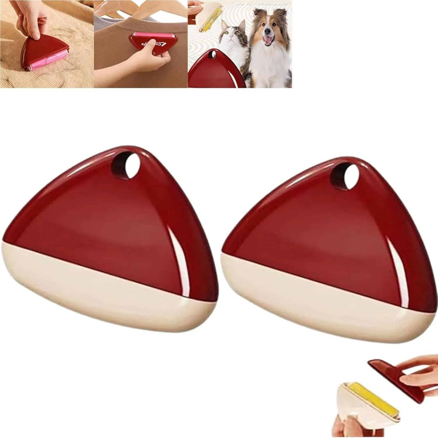 2025 New Gel Lint Travel Washable Lint Roller, Portable Reusable Mini 2 in 1 Triangular Lint Roller Pet Hair Remover for Clothes, Furniture, Dog & Cat Hair Easy to Operate (B)