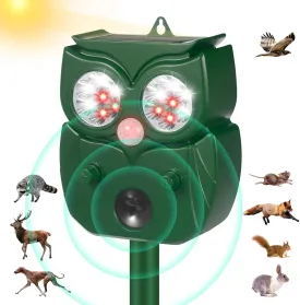 2025 Ultrasonic Animal Repellent Outdoor Solar Animal Repeller with LED Flashlight&Motion Sensor Cat Repellent Outdoor Deer Repellent Device to Repel Fox Rabbit Bird Squirrel Skunk Repellent for Yard