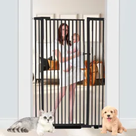 55.1 inch Extra Tall Pet Gate Baby Gate, Extra Wide Adjustable 29.92"-43", Pressure Mounted Walk Through Swing Safety Dog Gate for Stairs, Doorways, Kitchen, Black