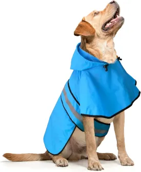 Adjustable Dog Raincoat with Hood - Waterproof Lightweight Slicker Poncho, Safety Dog Rain Jacket with Reflective Strip and Leash Hole for Small, Medium, Large Dogs (X-Large, Blue)