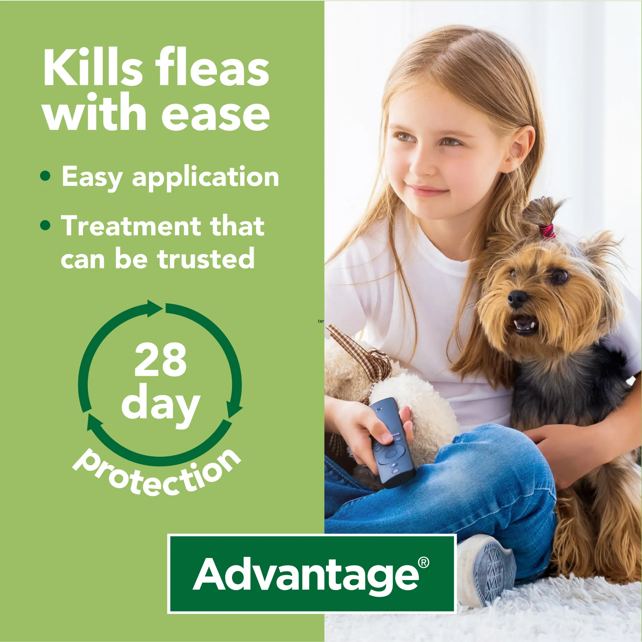 Advantage 100, 4 Week Spot-On Flea Treatment For Small Dogs - 4-10kg - 4 Pipettes