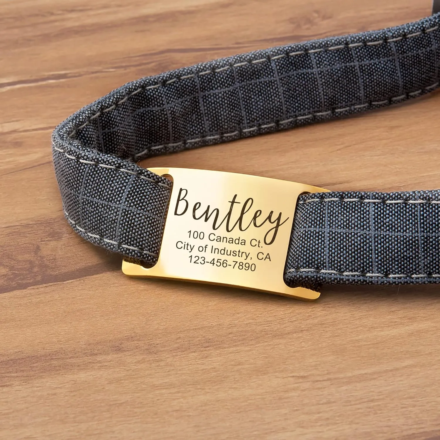 Anavia Slide On Silent Pet ID Tags, S/M/L/XL Personalized Gold Black Stainless Steel Customized Engraved Cat Dog Name Tags, Glossy Finish Chew-Proof Quiet Dog Collar Tag (Large, Black)