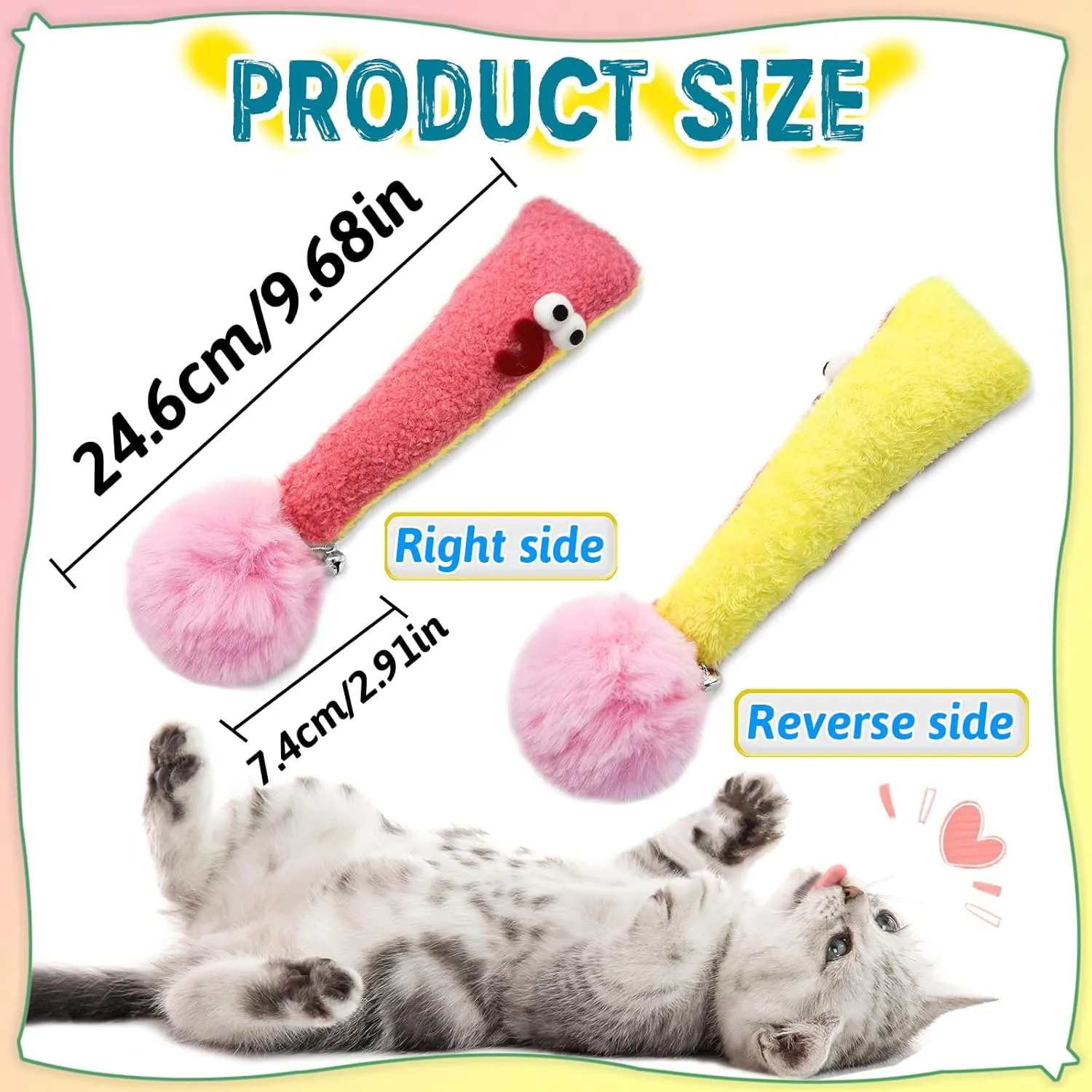 Andiker Interactive Cat Toy, Question Mark Shaped Cat Kicker Toy with a Plush Ball and a Bell for Kicking & Playing, 7.2inches Plush Cat Chew Toy for Stress Relief and Relaxation (Exclamation Mark)