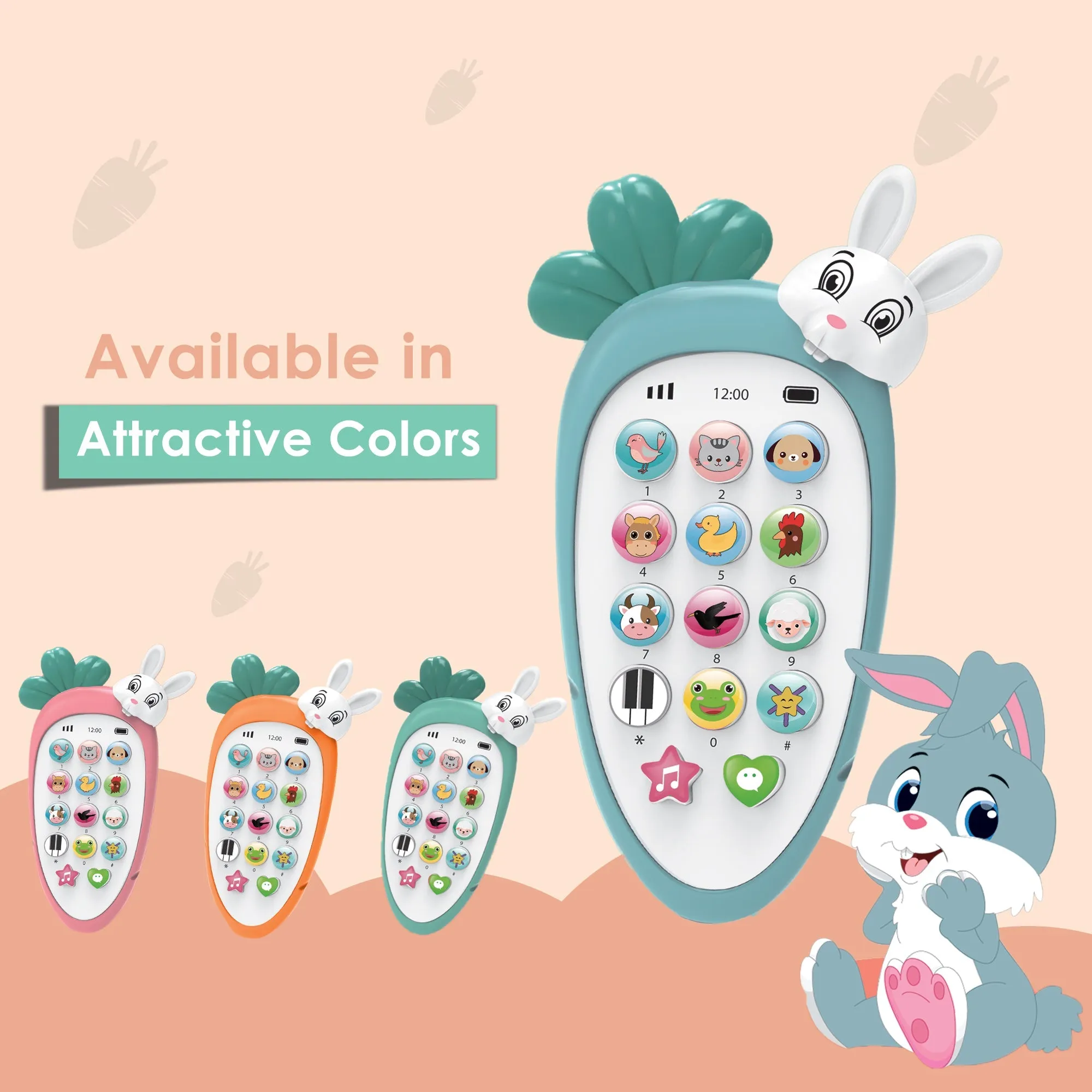Baby Moo Bunny Musical Mobile Phone - Blue