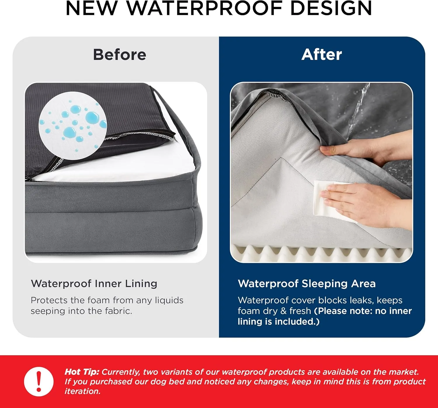 Bedsure Orthopedic Dog Beds Large Sized Dog - Washable Large Dogs Bed Waterproof, Big Comfort Pet Couch with Washable Removable Cover, Supportive Foam Pets Sofa with Nonskid Bottom,Grey