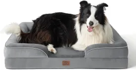 Bedsure Orthopedic Dog Beds Large Sized Dog - Washable Large Dogs Bed Waterproof, Big Comfort Pet Couch with Washable Removable Cover, Supportive Foam Pets Sofa with Nonskid Bottom,Grey