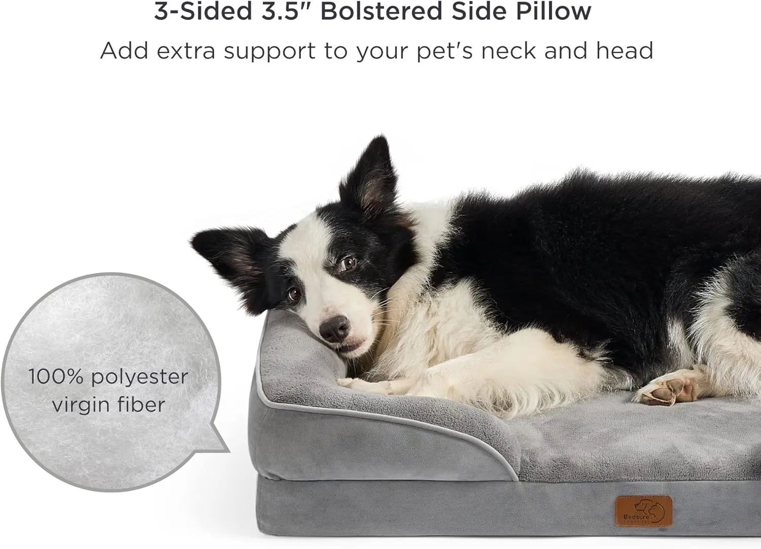 Bedsure Orthopedic Dog Beds Large Sized Dog - Washable Large Dogs Bed Waterproof, Big Comfort Pet Couch with Washable Removable Cover, Supportive Foam Pets Sofa with Nonskid Bottom,Grey