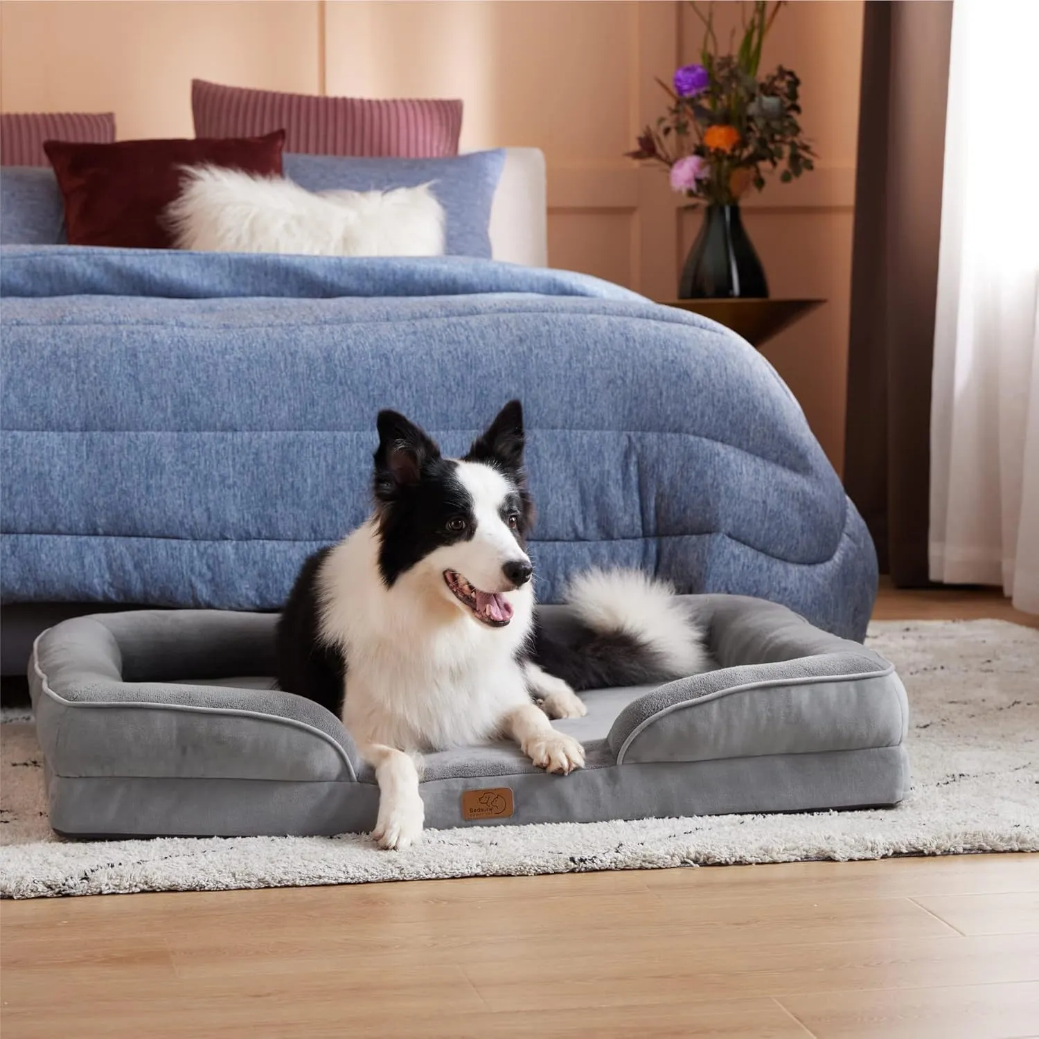 Bedsure Orthopedic Dog Beds Large Sized Dog - Washable Large Dogs Bed Waterproof, Big Comfort Pet Couch with Washable Removable Cover, Supportive Foam Pets Sofa with Nonskid Bottom,Grey