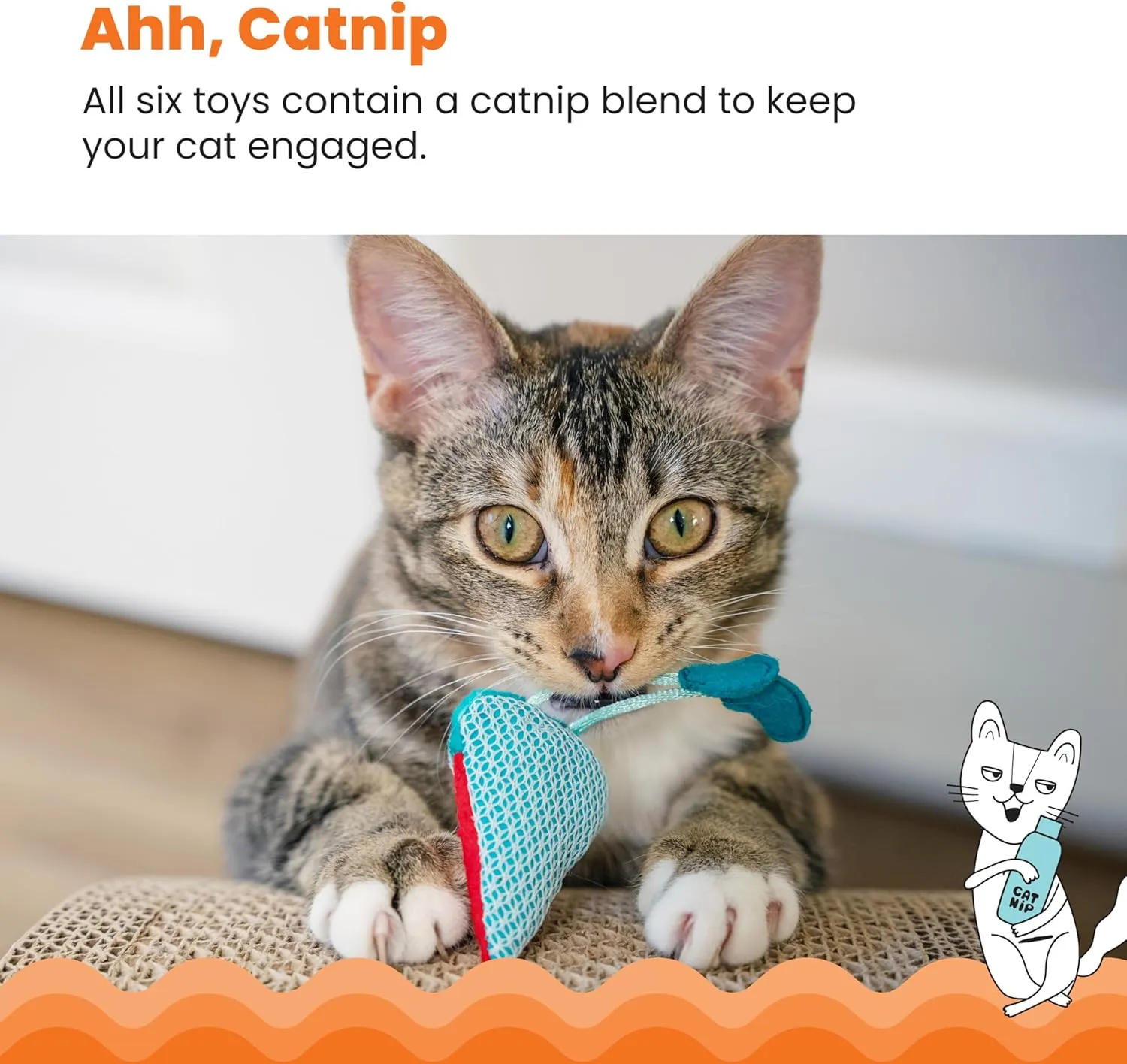 Catstages Garden Fur-Ends Plush Catnip Cat Toys - 6 Pack