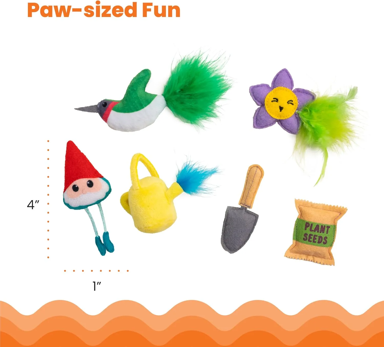 Catstages Garden Fur-Ends Plush Catnip Cat Toys - 6 Pack