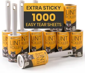 DELOMO Pet Lint Roller for Clothes  Lint Rollers for Pet Hair Extra Sticky, Mega Value Set of 1,000 Sheets (5 Rollers   5 Refills), Dog Cat Hair Remover for Couch, Furniture, Keep Your Home Tidy