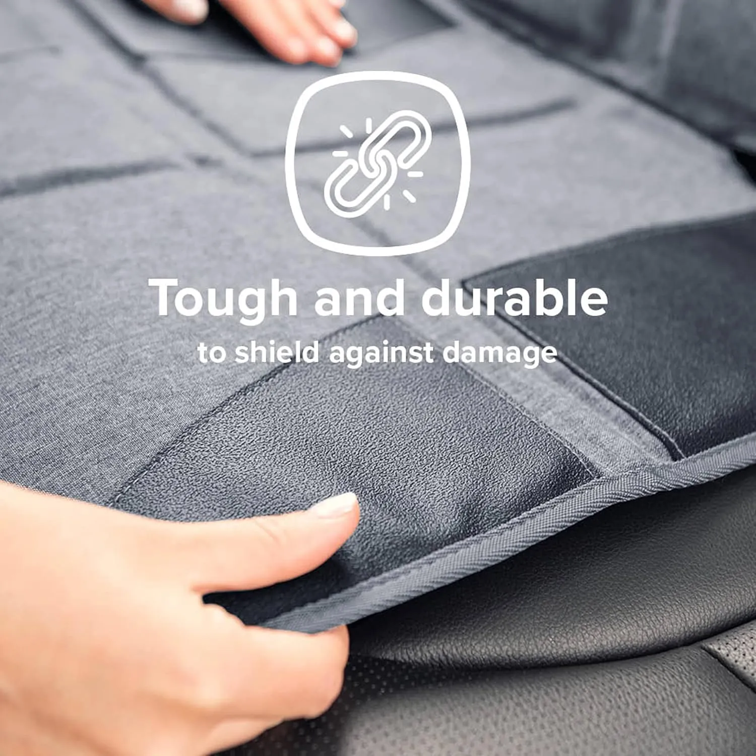 Diono Super Mat Car Seat Protector For Infant Car Seat, Booster Seat and Pets, Crash Tested, Thick Padding, Non Slip Backing, Durable, Water Resistant Protection, 3 Handy Mesh Storage Pockets, Gray