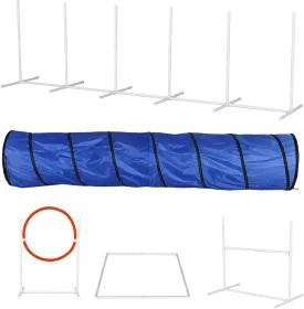 Dog Agility Equipment 5PC Set, Obstacle Course Exercise for Dog Include Adjustable Hurdle, Hoop, Weave Poles and Carry Bag