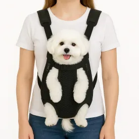 Dog Backpack Carrier, Adjustable Pet Front Carriers, Legs Out Carrying Sling Travel Bag for Small Medium Dogs 2-4 Lbs, Soft Wearable Puppy Chest Carry Backpacks for Walking/Hiking/Camping/Traveling