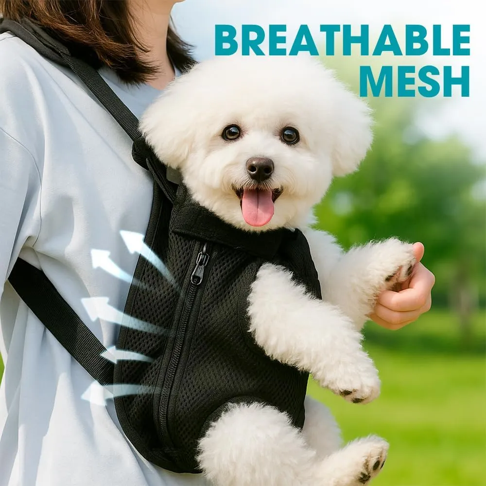 Dog Backpack Carrier, Adjustable Pet Front Carriers, Legs Out Carrying Sling Travel Bag for Small Medium Dogs 2-4 Lbs, Soft Wearable Puppy Chest Carry Backpacks for Walking/Hiking/Camping/Traveling