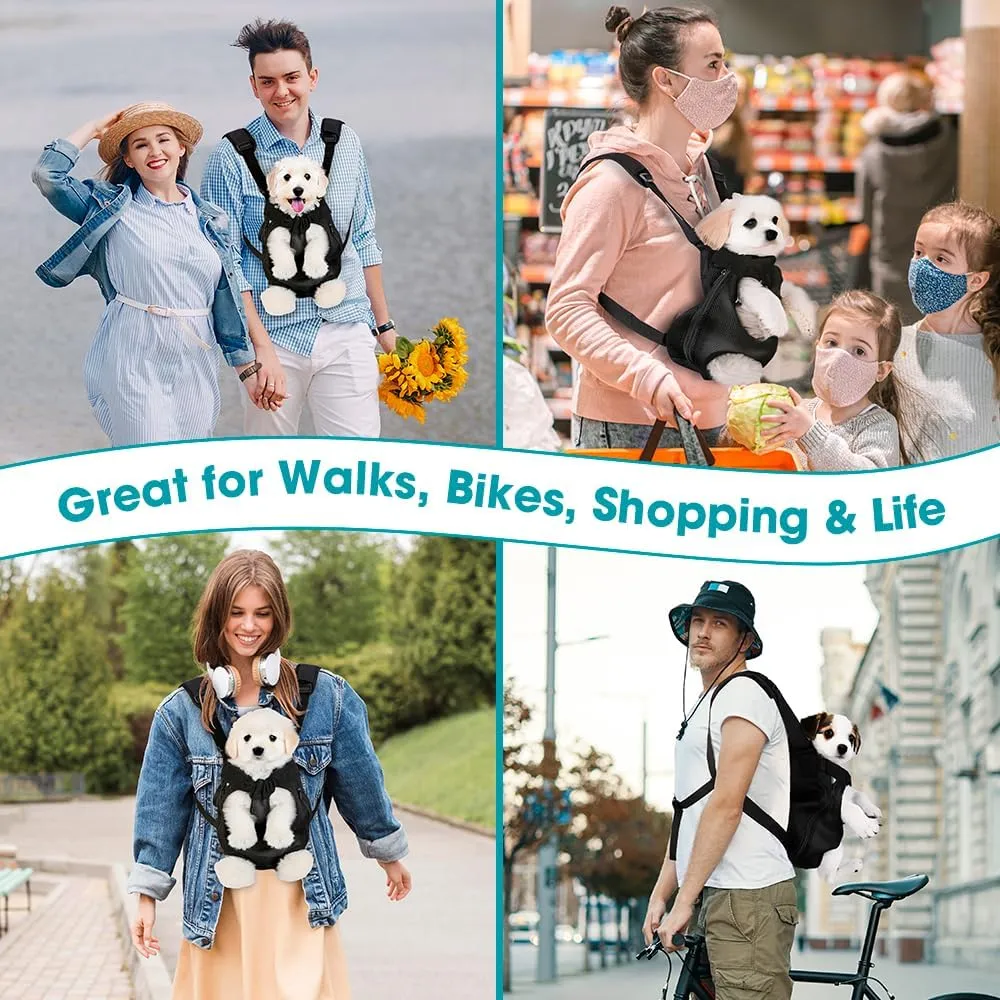 Dog Backpack Carrier, Adjustable Pet Front Carriers, Legs Out Carrying Sling Travel Bag for Small Medium Dogs 2-4 Lbs, Soft Wearable Puppy Chest Carry Backpacks for Walking/Hiking/Camping/Traveling