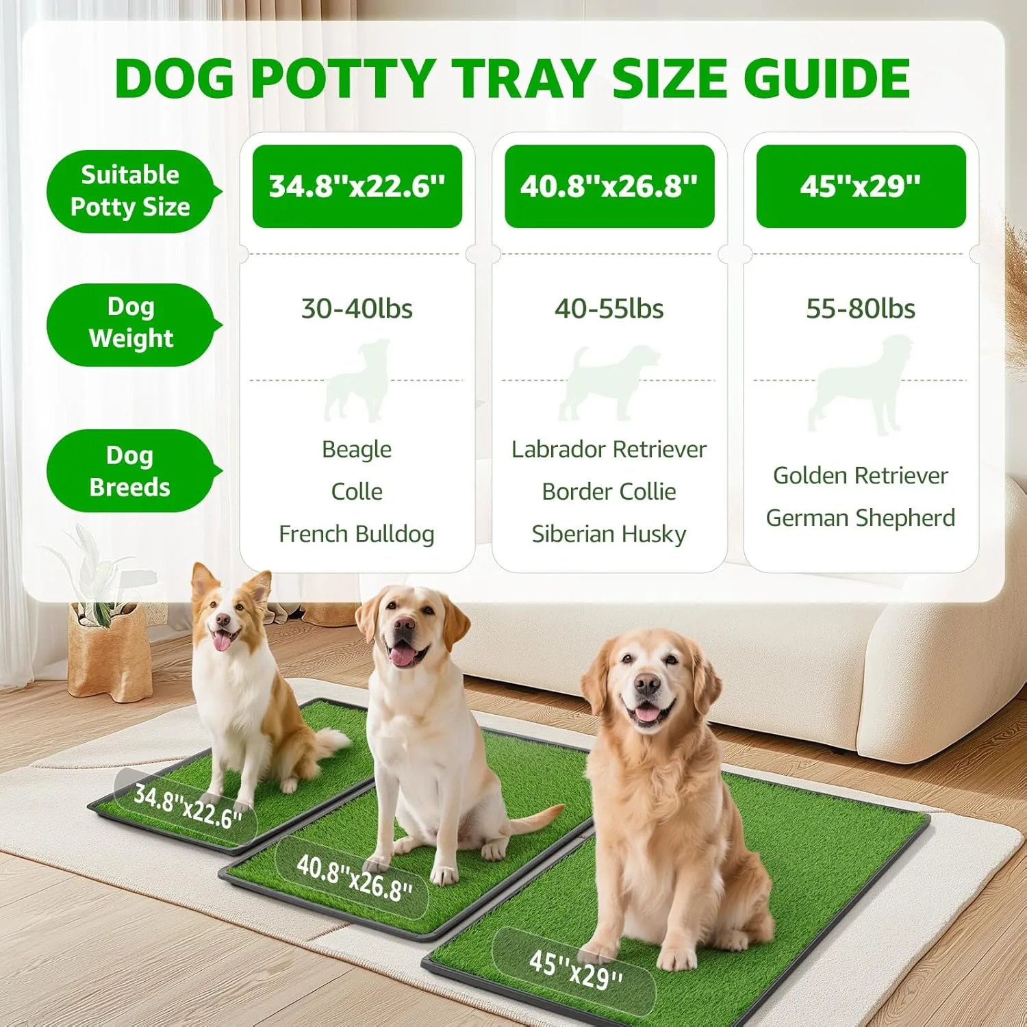 Dog Grass Large Patch Potty Tray, Dog Litter Box, Artificial Grass Mat Bathroom Turf for Pet Training, Washable Puppy Pee Pad, Perfect Indoor/Outdoor Portable Potty Pet Loo (Tray 41x26)