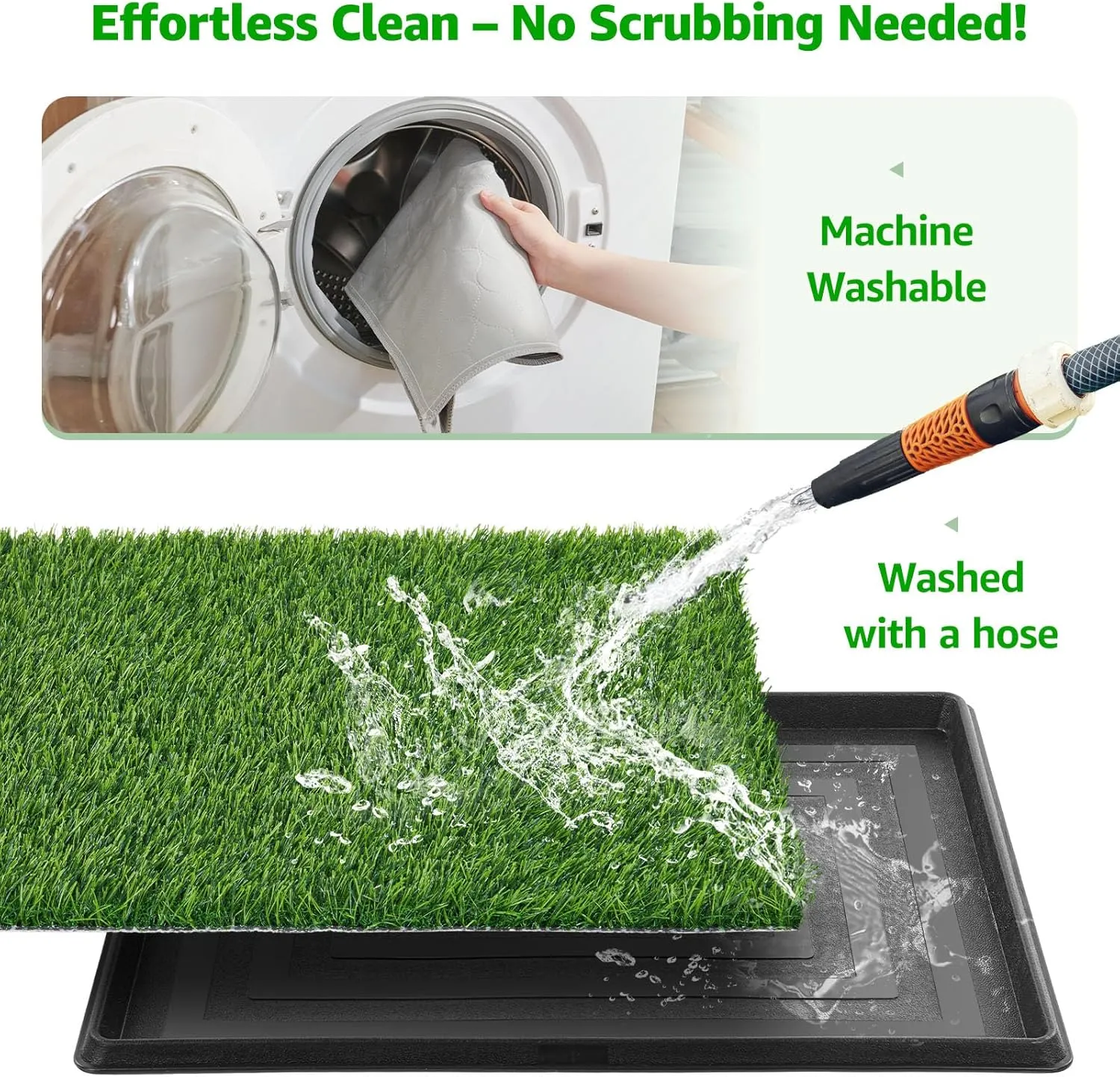 Dog Grass Large Patch Potty Tray, Dog Litter Box, Artificial Grass Mat Bathroom Turf for Pet Training, Washable Puppy Pee Pad, Perfect Indoor/Outdoor Portable Potty Pet Loo (Tray 41x26)