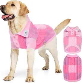 Dog Sweater, Half Chest Lapel Design Pullover Sweaters for Dogs,Lapel Sweaters, Pet Knitted Clothes,Pet Clothing Suitable for All Type of Dogs(Pink Group,S)