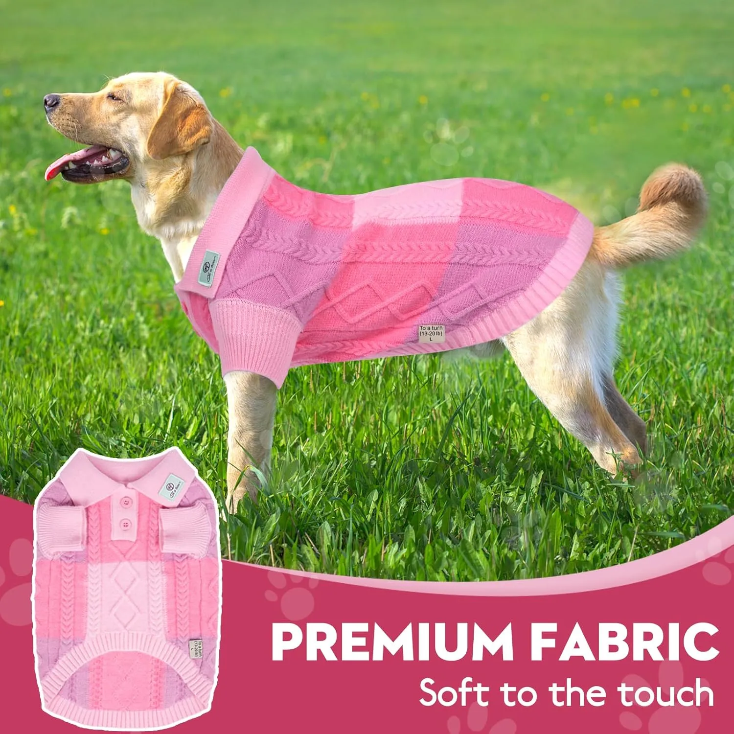 Dog Sweater, Half Chest Lapel Design Pullover Sweaters for Dogs,Lapel Sweaters, Pet Knitted Clothes,Pet Clothing Suitable for All Type of Dogs(Pink Group,S)
