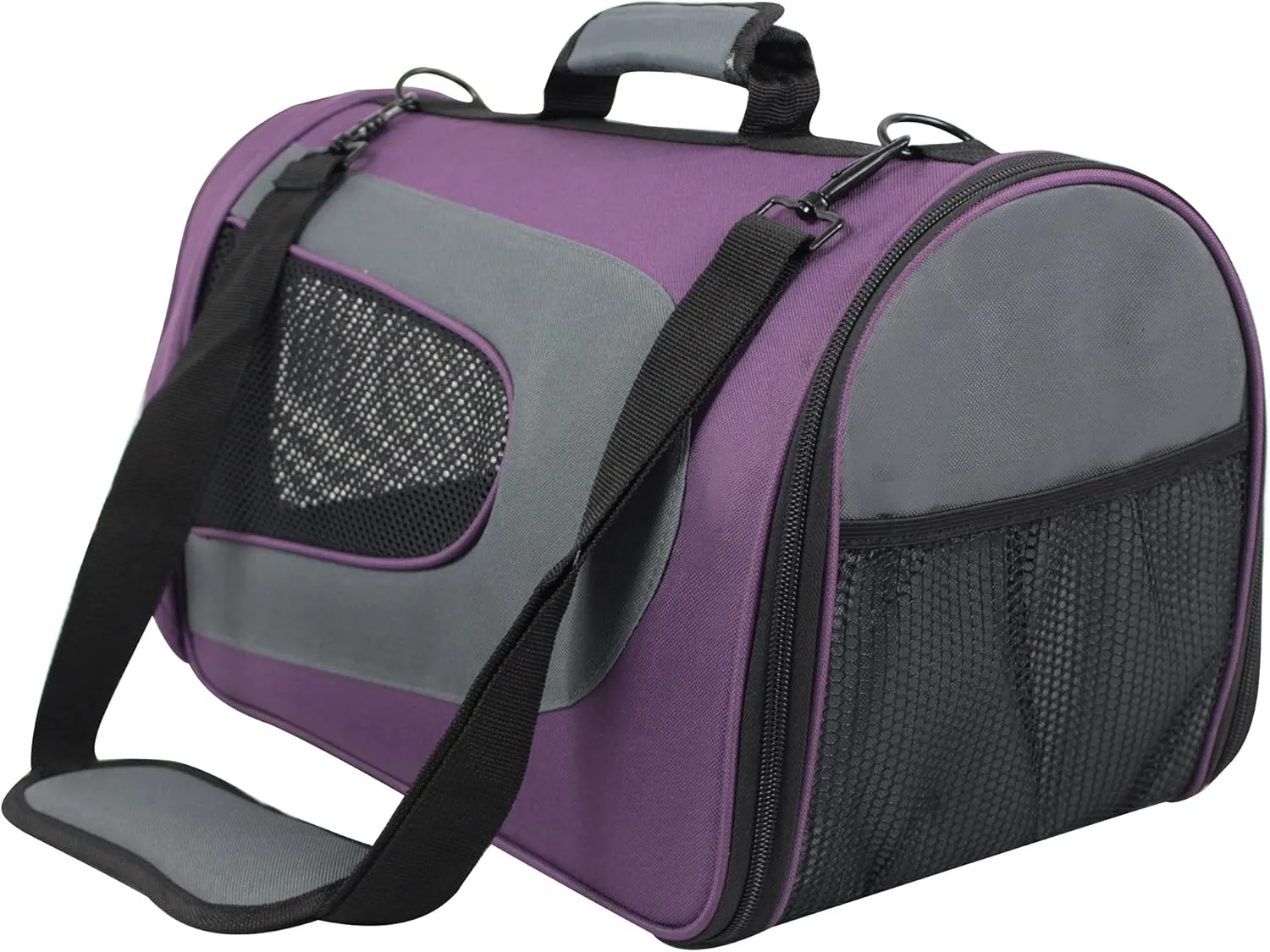 EliteField Deluxe Soft Pet Carrier (3 Year Warranty, Airline Approved), Multiple Sizes and Colors Available (20" L x 11" W x 11" H, Purple Gray)