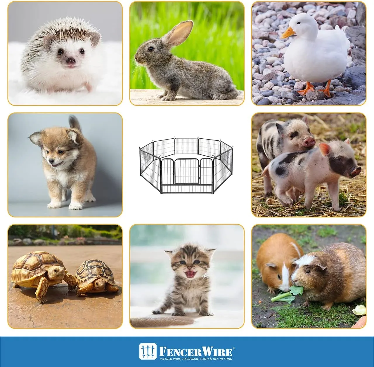 Fencer Wire Foldable Outdoor/Indoor Pet Playpen with Gate, Available in 24"/32"/40" Height Metal Portable Kennel, Heavy-Duty Exercise Fence Cage 8/16/24/32 Panels for Large/Medium/Small Dog, Animals