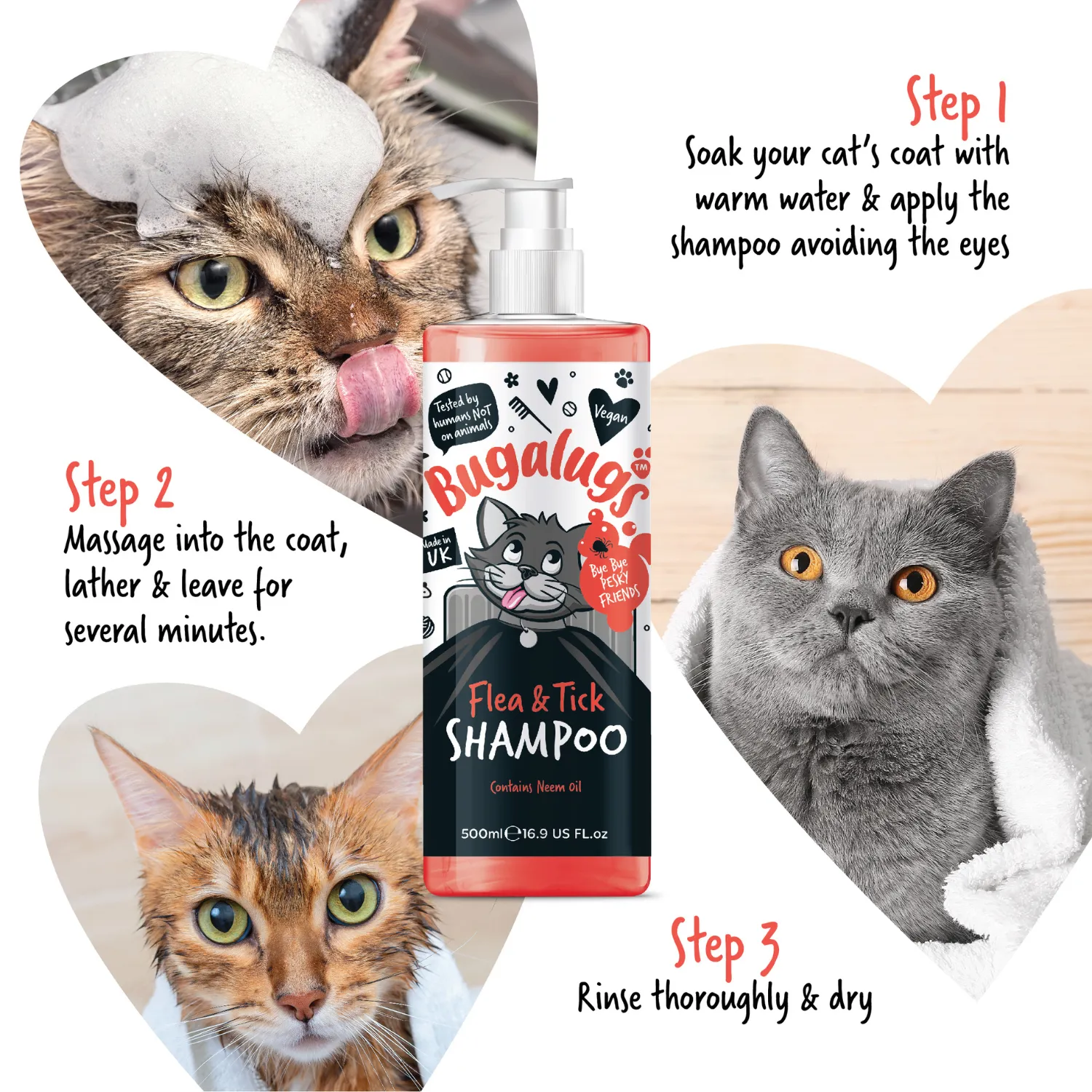 Flea & Tick Cat Shampoo with Neem Oil