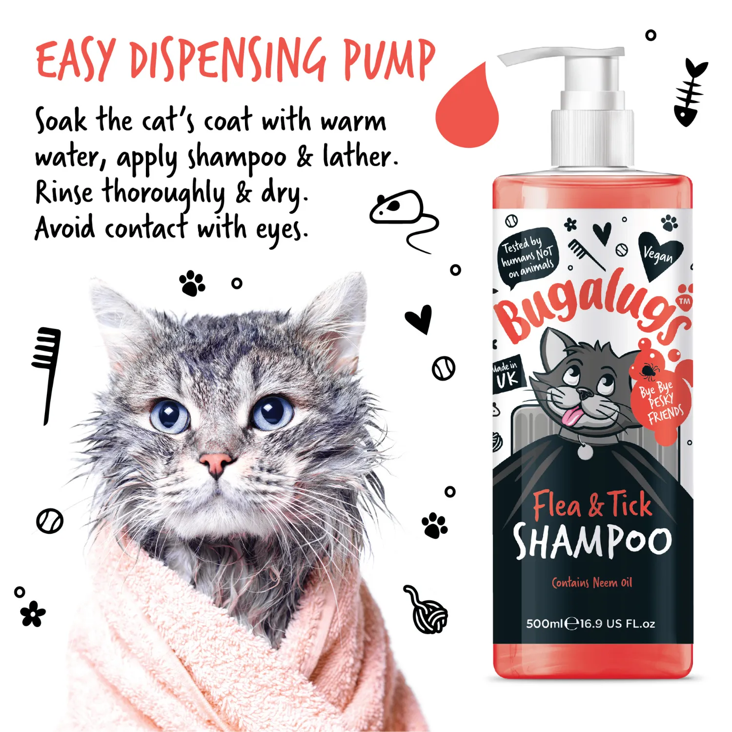 Flea & Tick Cat Shampoo with Neem Oil