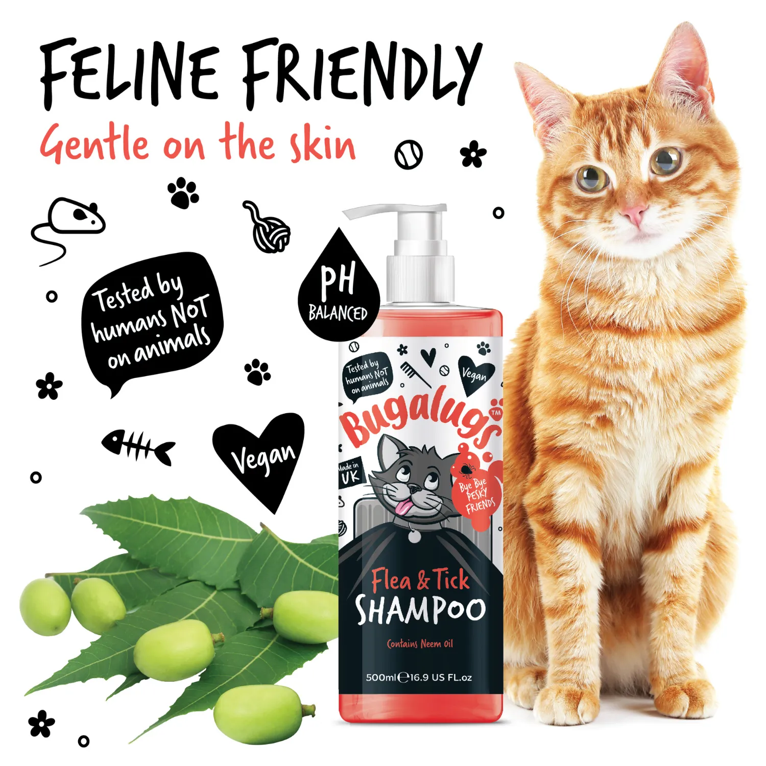 Flea & Tick Cat Shampoo with Neem Oil