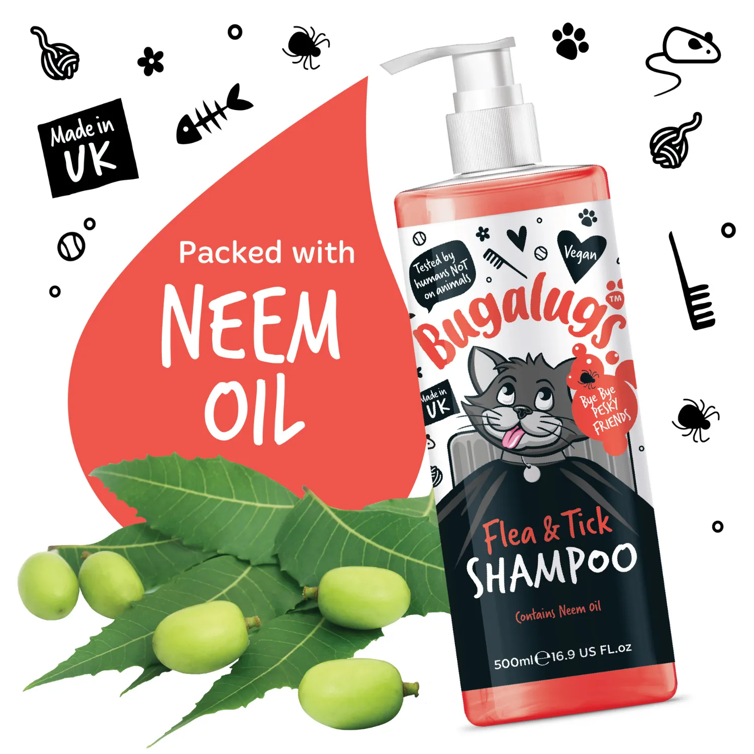 Flea & Tick Cat Shampoo with Neem Oil