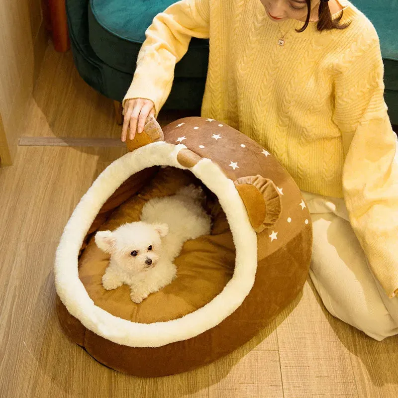 Foldable Pet House with Soft Kennel Mat for Small Pets