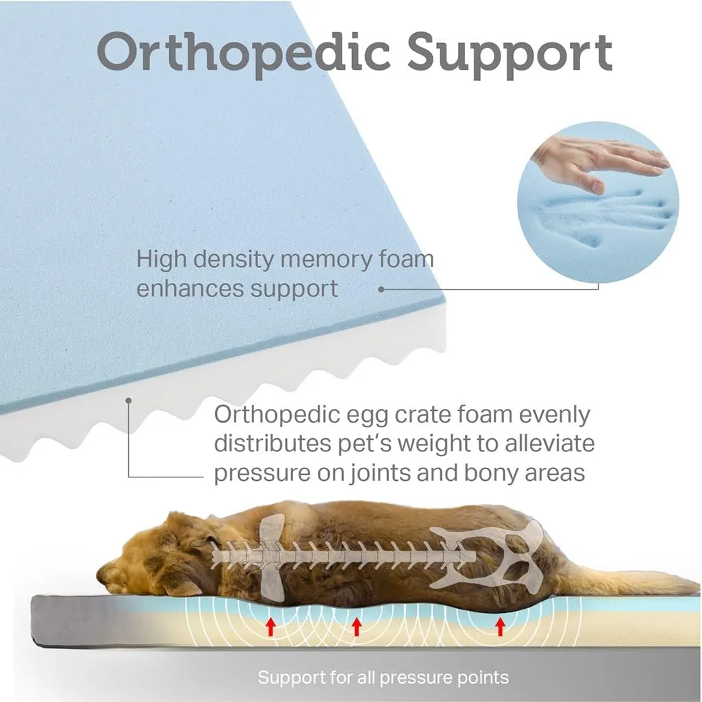 Friends Forever Orthopedic Dog Bed, Cooling Dog Beds with Removable Washable Cover, Reversible Pet Bed Mat with Memory Foam, Washable Removable Cover, Kato Navy, 44x32x3.5