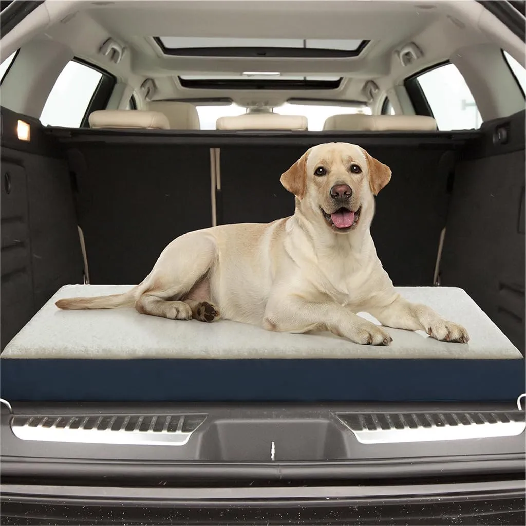 Friends Forever Orthopedic Dog Bed, Cooling Dog Beds with Removable Washable Cover, Reversible Pet Bed Mat with Memory Foam, Washable Removable Cover, Kato Navy, 44x32x3.5