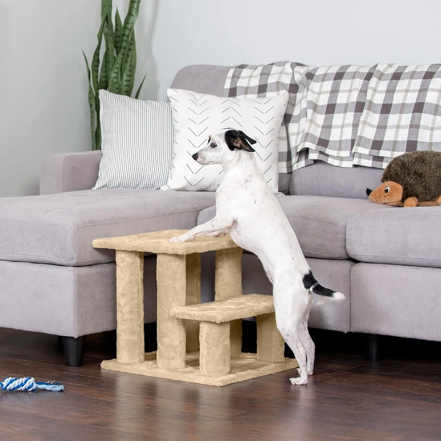 Furhaven Steady Paws Multi-Step Pet Stairs for High Beds & Sofas - Cream, 3-Step