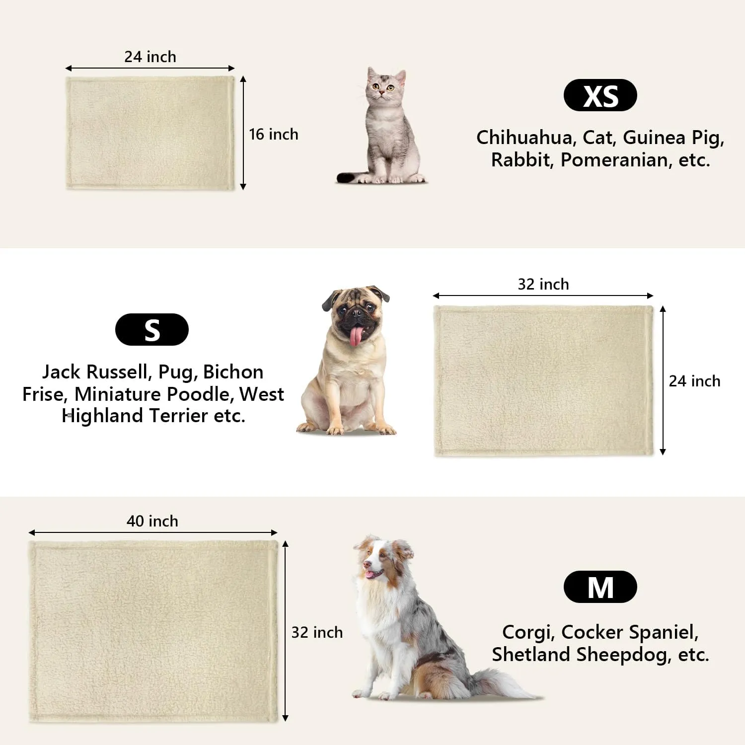 furrybaby 1 Pack 2 Dog Blanket for Small Dogs Premium Fluffy Puppy Blanket Super Soft Sherpa Pet Calming Blankets for Cat Bed Couch and Indoor Washable Fleece Dog Blankets(24"x32", Grey&Beige)