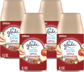 Glade Automatic Spray Refill, Air Freshener for Home and Bathroom, Apple Cinnamon, 6.2 Oz (Pack of 4)