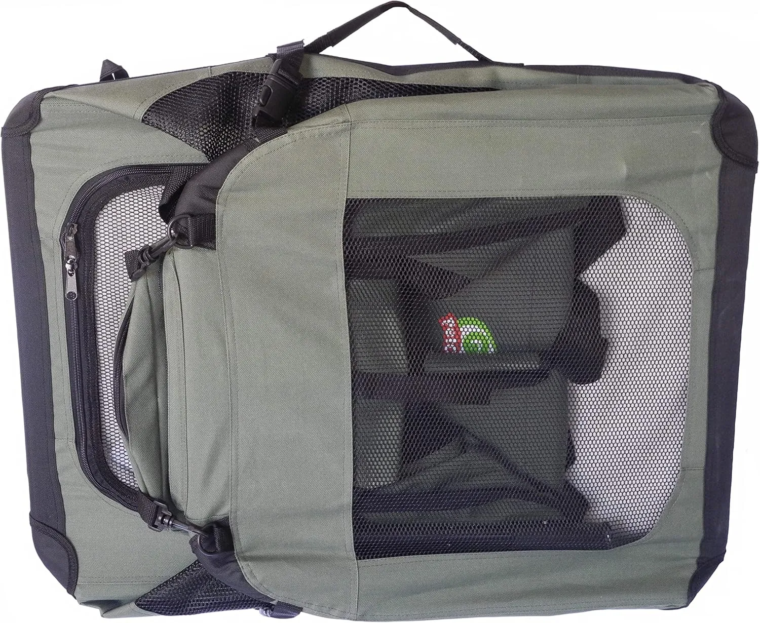 Go Pet Club 40" Soft Collapsible Dog Crate for Dogs, Portable Pet Carrier, Thick Padded Pet Travel Crate for Indoor & Outdoor, Soft Sided Pet Foldable Kennel Cage with Durable Mesh Windows, Sage Green