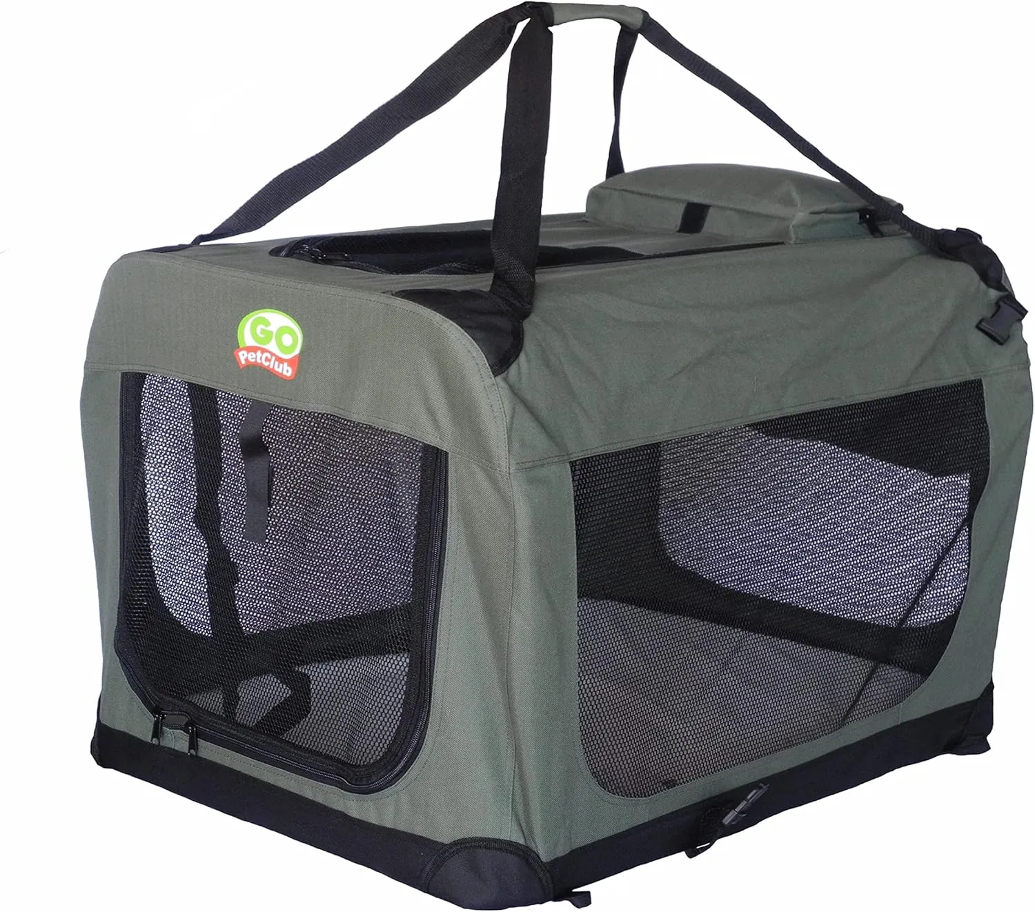 Go Pet Club 40" Soft Collapsible Dog Crate for Dogs, Portable Pet Carrier, Thick Padded Pet Travel Crate for Indoor & Outdoor, Soft Sided Pet Foldable Kennel Cage with Durable Mesh Windows, Sage Green