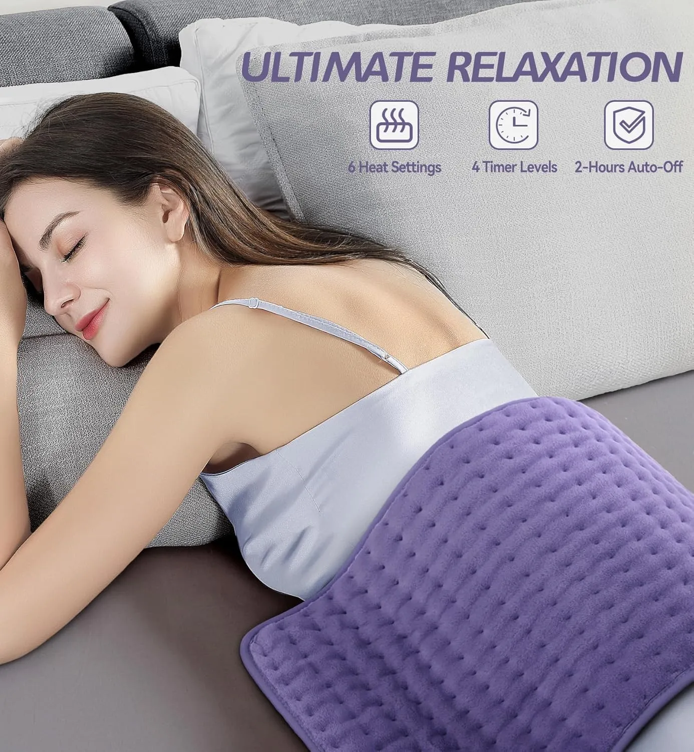 Heating Pad for Pain Relief | Electric Heat Pad for Back, Neck, Shoulder & Cramps | 6 Heat Settings, Auto Shut-Off, Moist & Dry Heat Options | Machine Washable, 12 x 24 | Ideal Gift for Men & Women