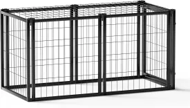 Heavy Duty Dog Crate, Dog Cage with Divider Panel, Modern Dog Kennel Metal Dog Crate for Small Medium Dogs, Stable Puppy Playpen Pet Cage Indoor Outdoor, 47.2" L x 22" W x 24" H, Black