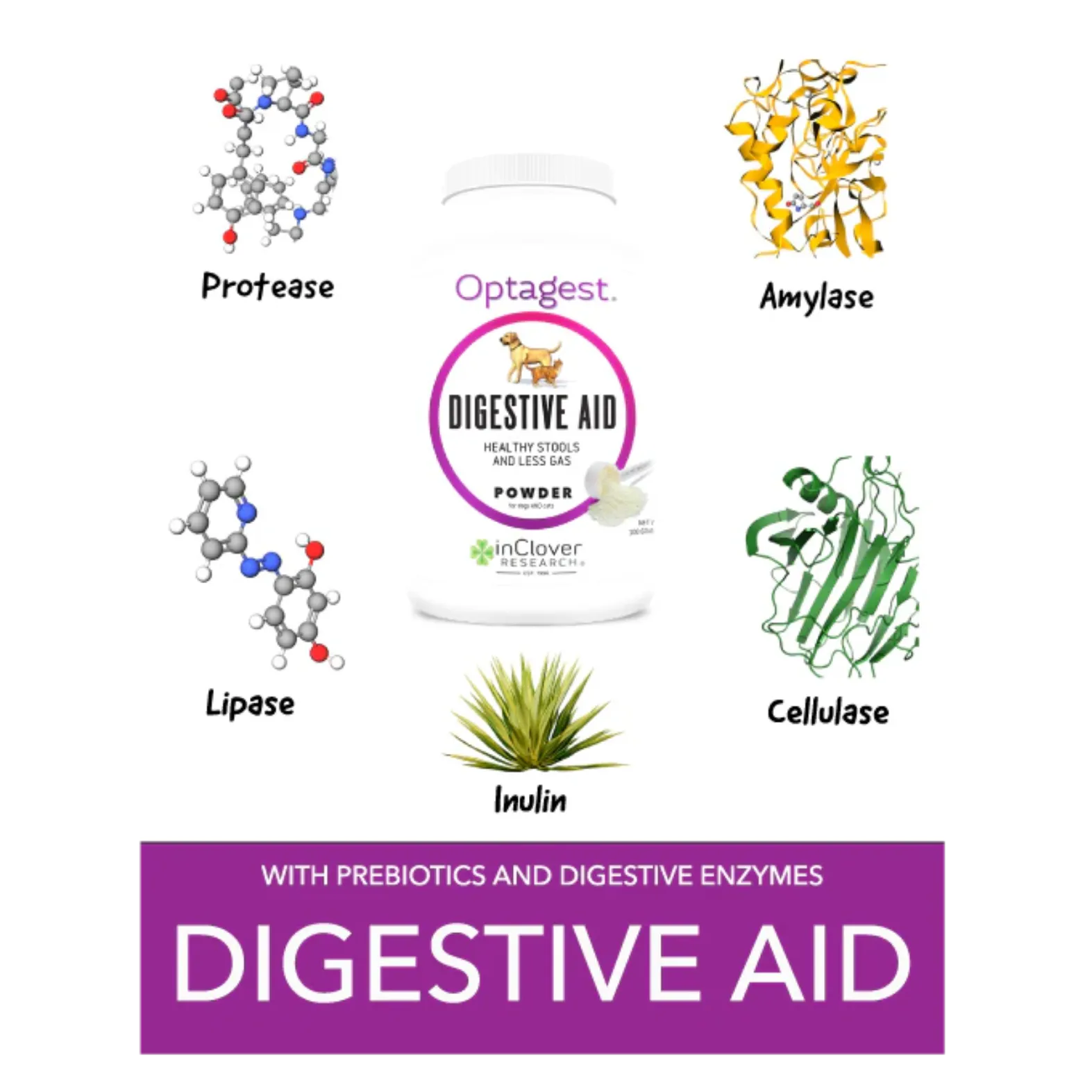 InClover Optagest Plant Based Prebiotics & Digestive Enzymes for Dogs & Cats, Travel Sticks