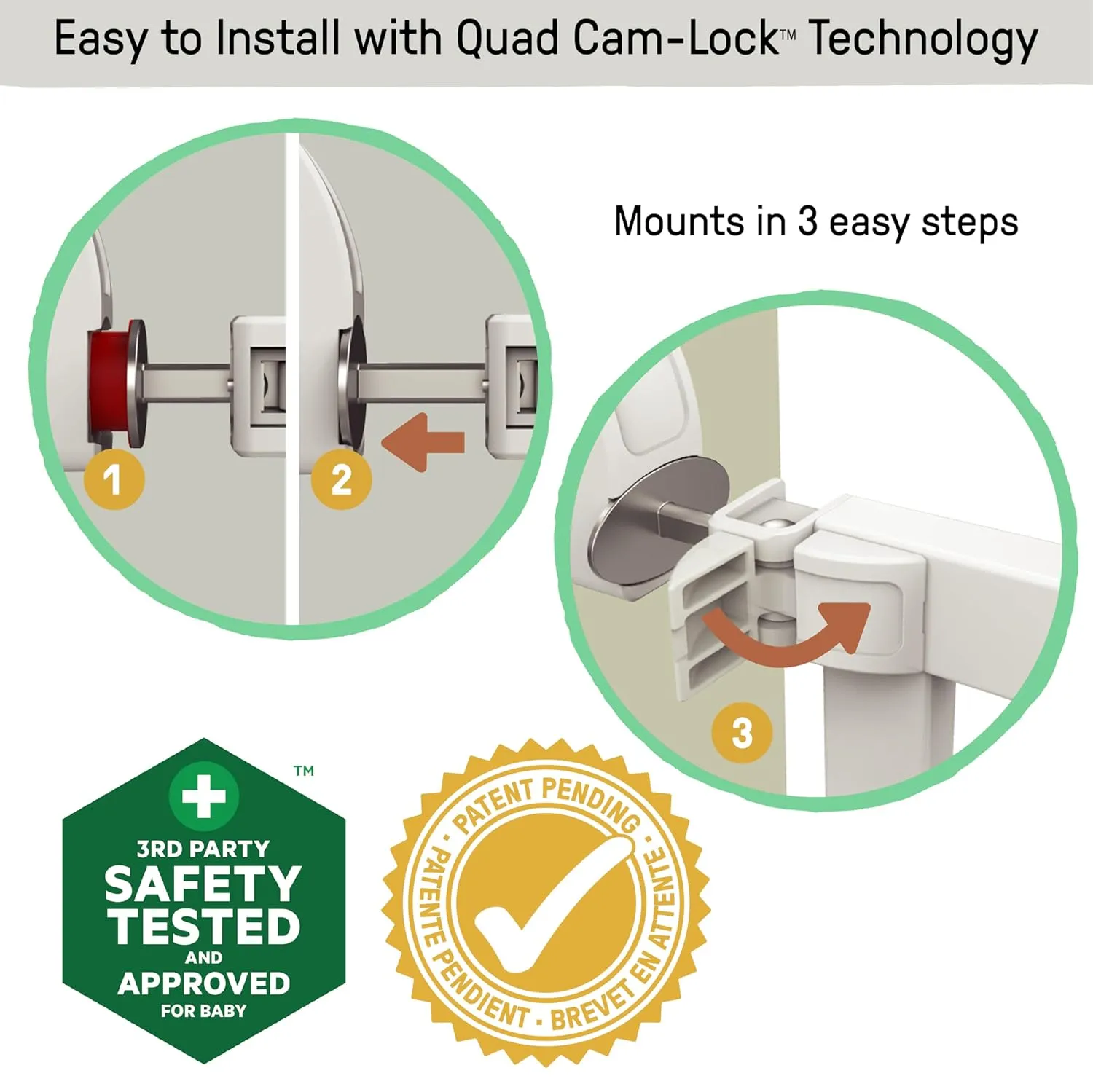 Ingenuity The Doorway 37W Series Pet and Baby Gate with Quad Cam Lock, 30"-37" Wide, 28" Tall, Pressure or Hardware Mounted, Install on Wall or Banister in Doorway or Stairway, Auto Close Door - White
