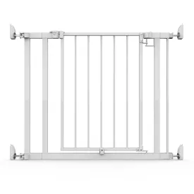Ingenuity The Doorway 37W Series Pet and Baby Gate with Quad Cam Lock, 30"-37" Wide, 28" Tall, Pressure or Hardware Mounted, Install on Wall or Banister in Doorway or Stairway, Auto Close Door - White