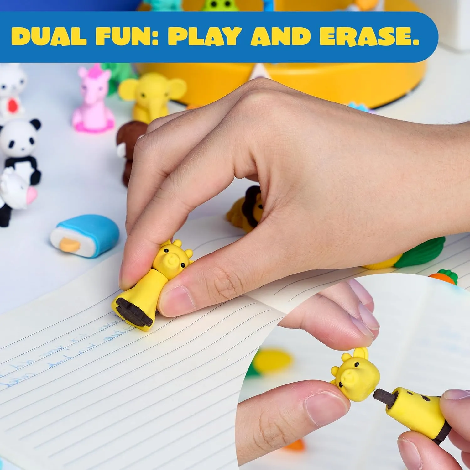 JOYIN 72Pcs Animal Erasers for Kids, Cute Pencils Erasers Bulk, Desk Pets Puzzle for Classroom Rewards Back to School Supplies Party Favors Treasure Box Toys Gifts