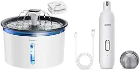 Loomla Pet Water Fountain & Pet Nail Grinder Pet Supplies Set Dark Gray & White