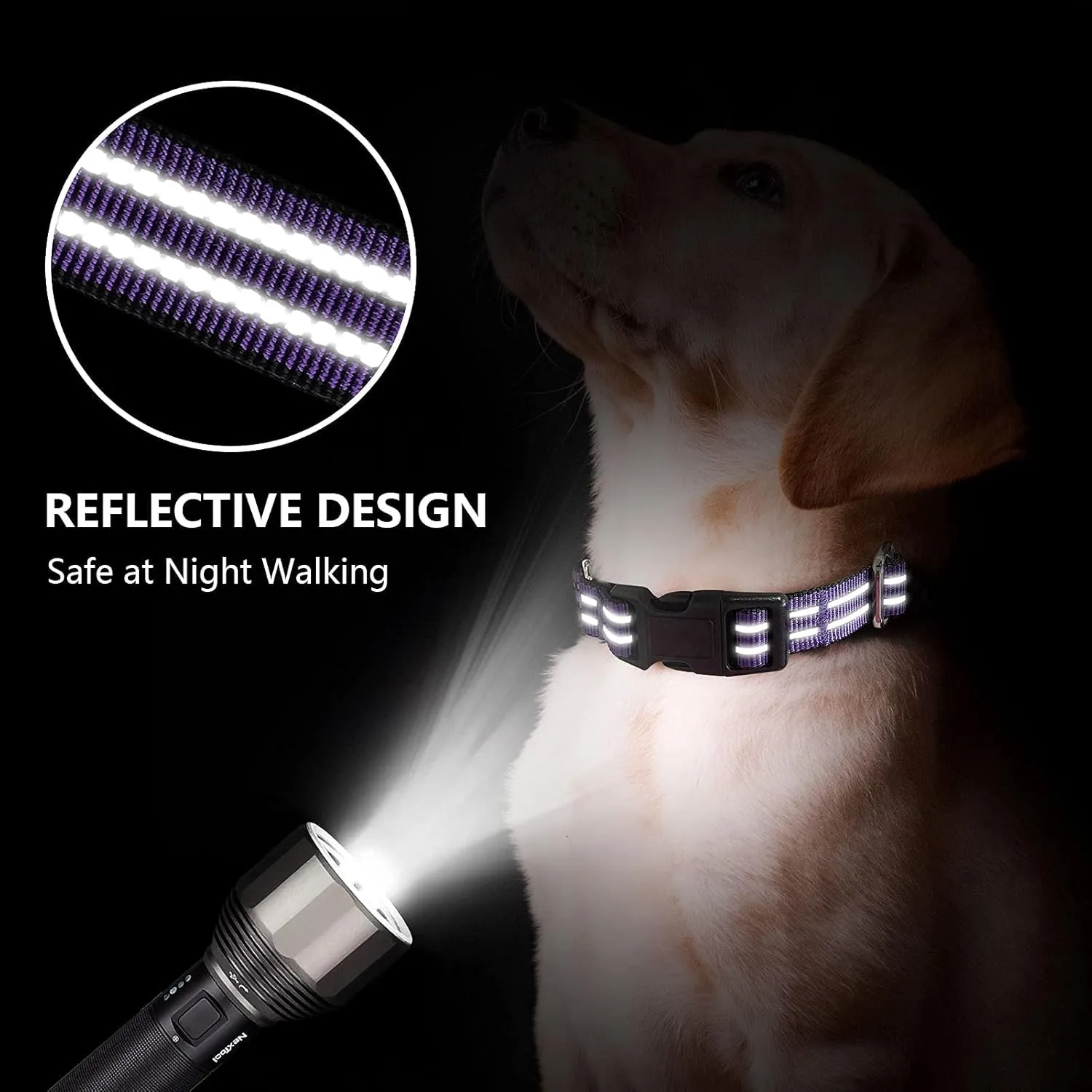 Martingale Dog Collar, Adjustable Nylon Reflective Collar with Buckle No Pull Dog Collar for Small Medium Large Dogs (Purple M)