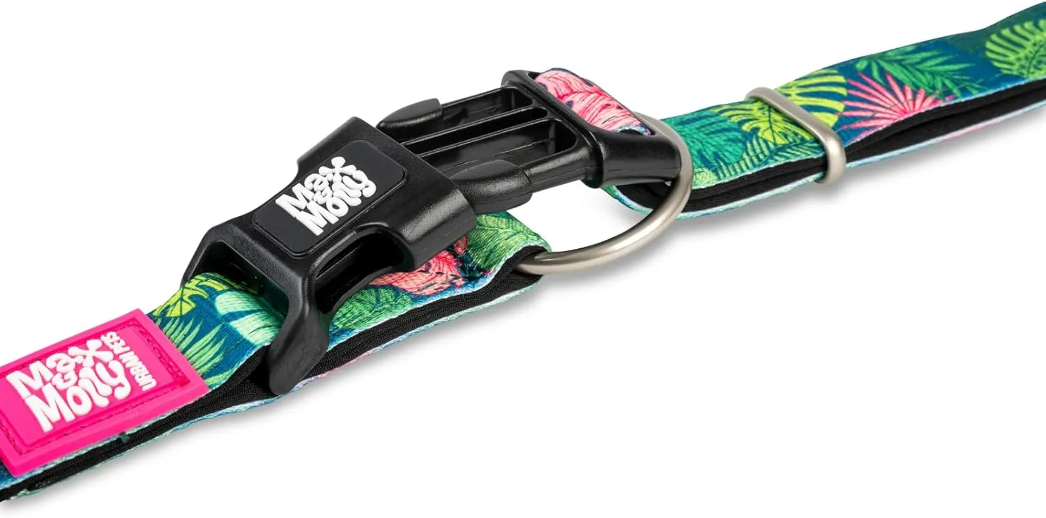 Max & Molly Smart ID Dog Collar with Gotcha! QR Safety Tag and Custom Pet Profile, Soft Padded Neoprene, Waterproof, Tropical, Large (15-25")