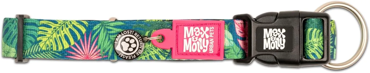 Max & Molly Smart ID Dog Collar with Gotcha! QR Safety Tag and Custom Pet Profile, Soft Padded Neoprene, Waterproof, Tropical, Large (15-25")