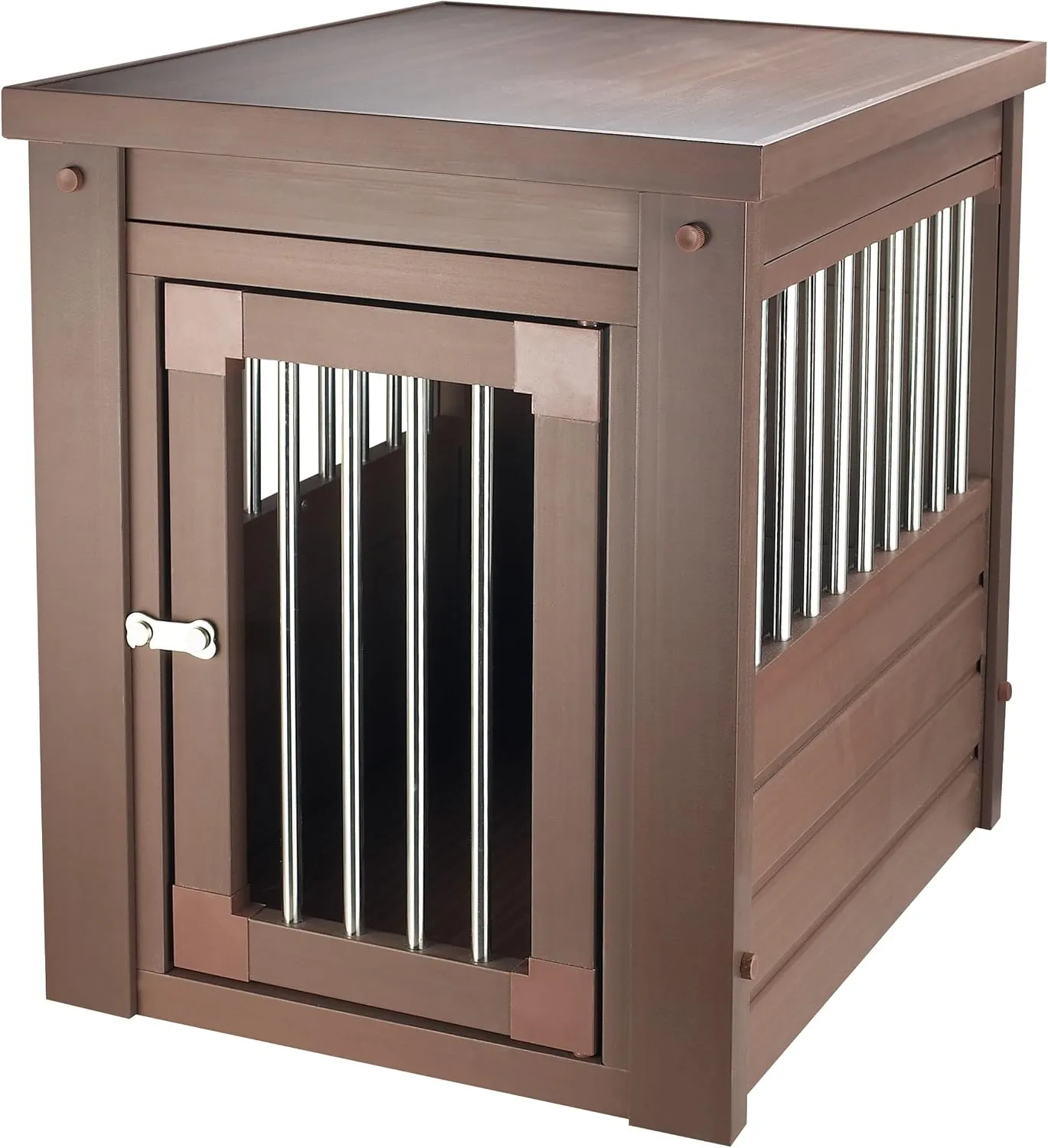 New Age Pet ECOFLEX Dog Crate End Table - Furniture-Style Pet Crate for Crate Trained Dogs - Stainless Steel Tubing & a Latched Closure - 10 Year Manufacturer's Warranty, Small